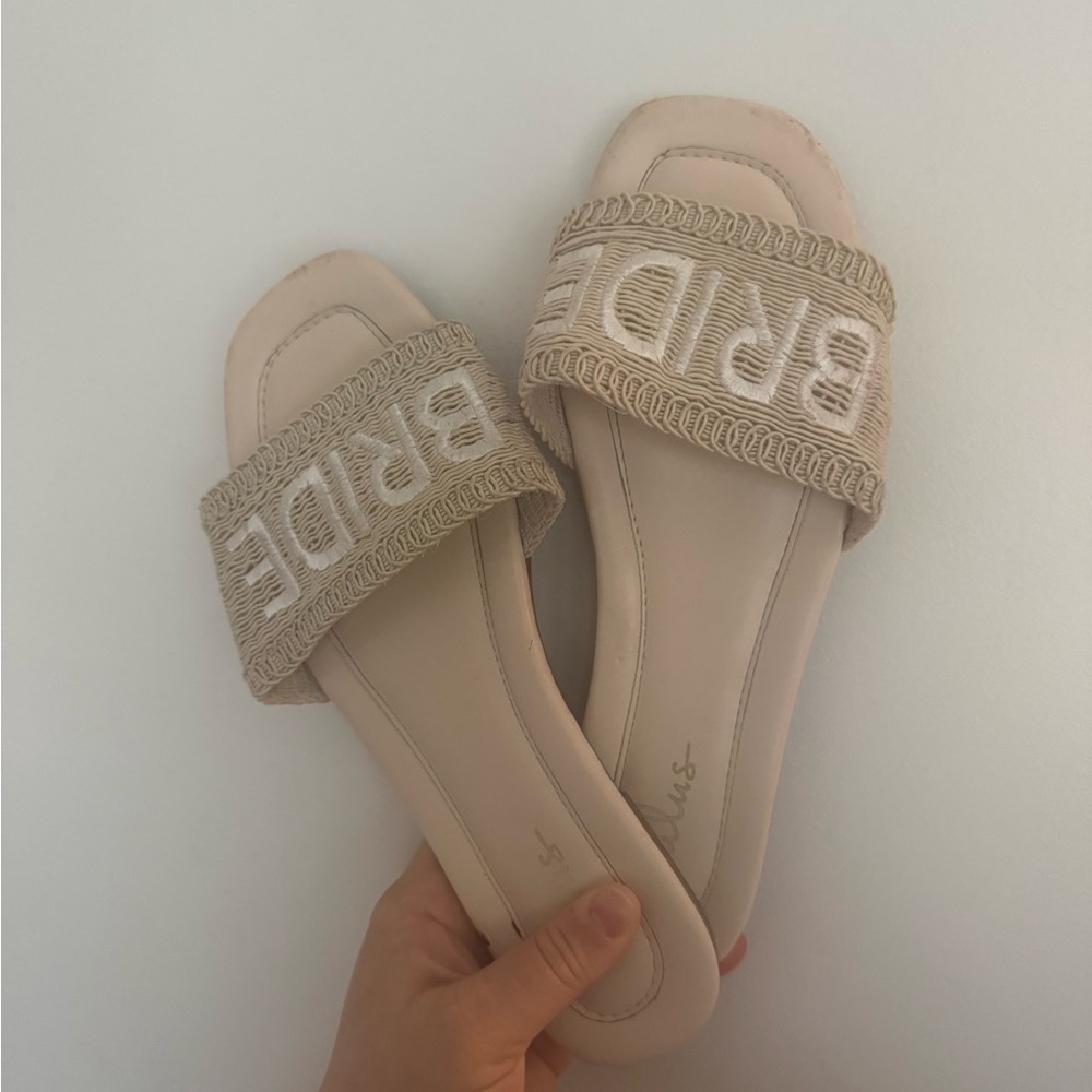 Elegant Beige Bridal Slide Sandals